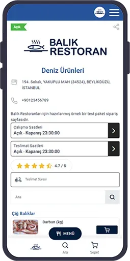 balık restoran mobil sipariş sistemi