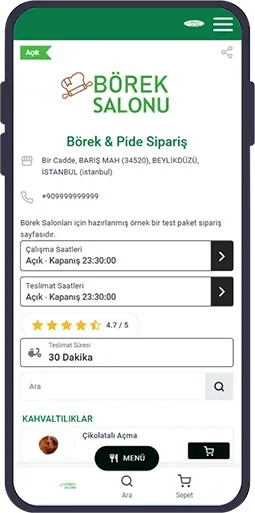 börekçi online sipariş sistemi